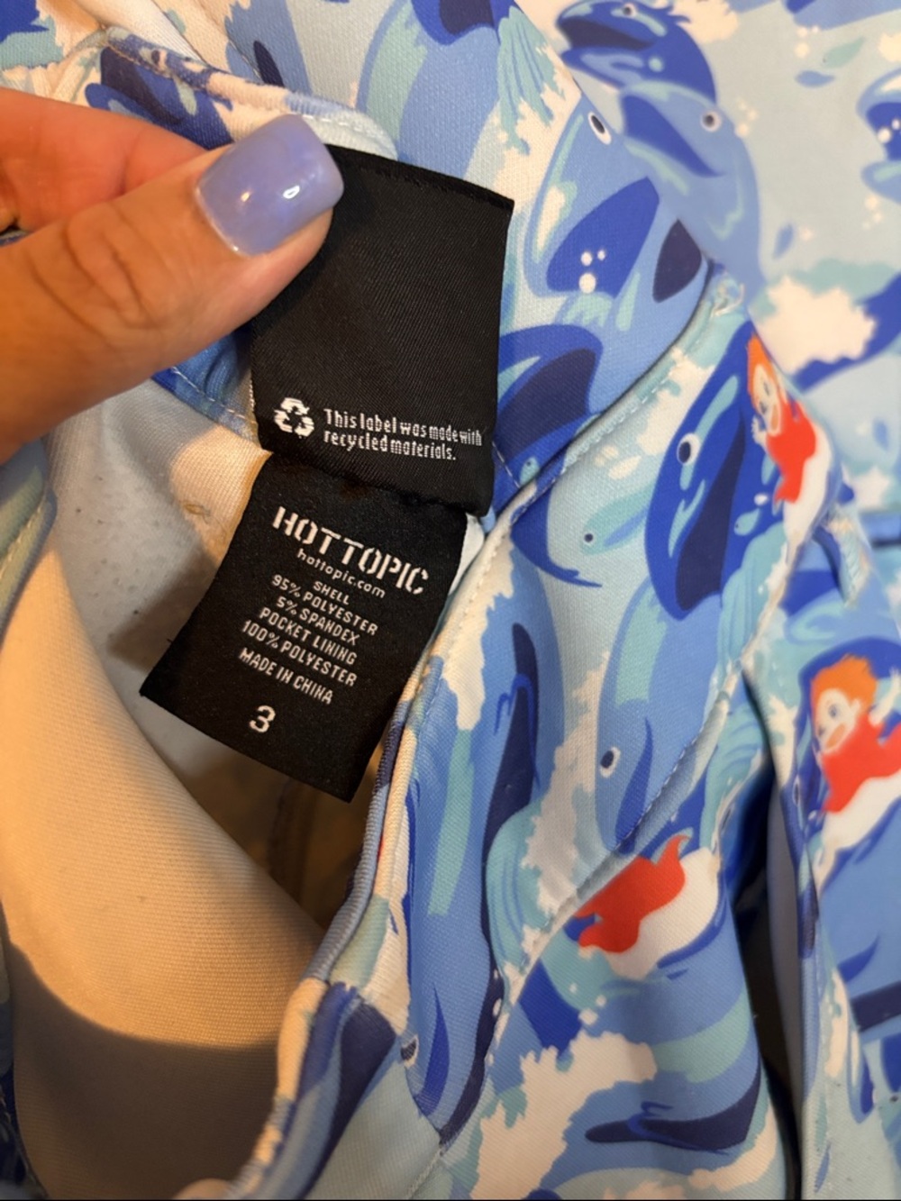 Her Universe Ponyo Blue and Light Blue Ocean Print shortalls size 3X - Picture 3 of 5